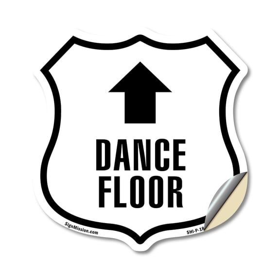 Dance Floor Up (2 Pack) 4 inch X 4 inch Shield Shaped Heavy Duty 3.2 mil Vinyl Decals Weather Resistant Made in the USA