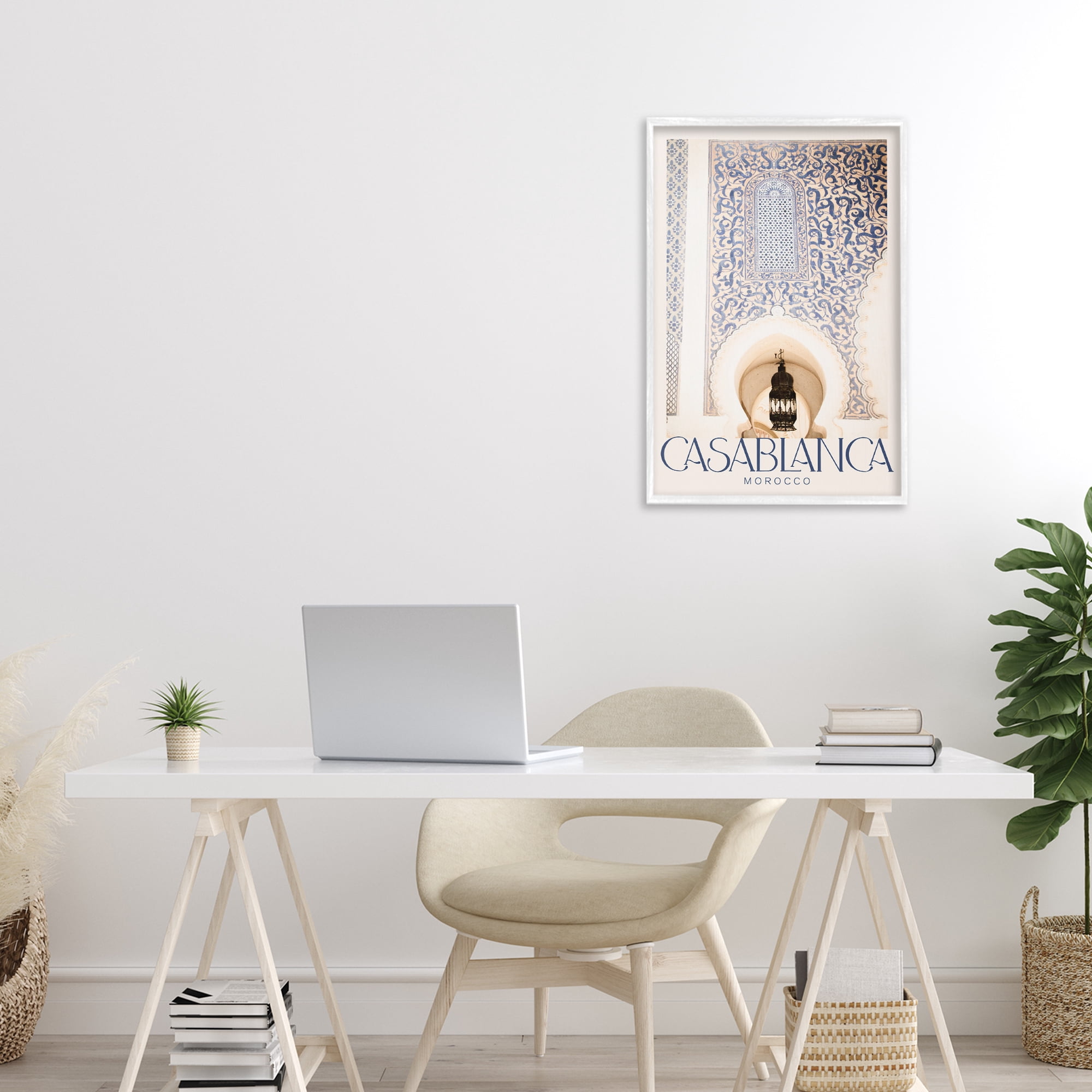 Stupell Industries Ornate Casablanca Architecture White Framed Giclee Art, design by Emily Navas