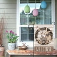thumbnail image 6 of Welcome Easter Bunny Decorative Garden Flag, Rabbit Eggs Wreath Stripes Plaid Vintage Yard Outside Decorations, Butterfly Farmhouse Outdoor Small Burlap Home Decor Double Sided 12.5x18, 6 of 6