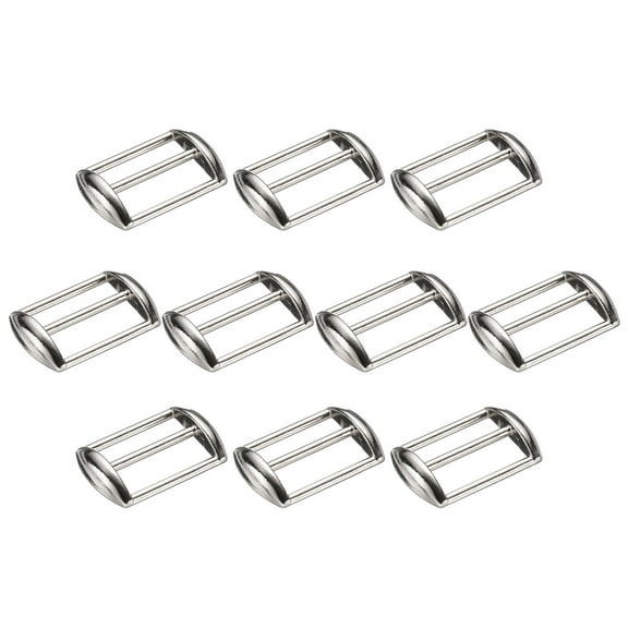 Uxcell 10Pcs Metal Baseball Cap Buckle, Adjustable Cap Strap Adjuster Slider Bag Belt Strap Keeper Hardware Supplies for Purse Making Accessories, Bright Silver
