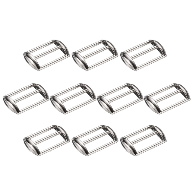 Uxcell 10Pcs Hebilla de Gorro de Béisbol de Metal, Ajustador de Correa de Gorro Ajustable, Sostenedor de Correa de Bolsa, Suministros de Hardware para Hacer Accesorios de Bolsos, Plata Brillante