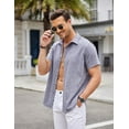 thumbnail image 4 of COOFANDY Mens Casual Dress Shirt Short Sleeve Button Up Linen Shirt Summer Clothes, 4 of 6