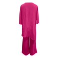 thumbnail image 5 of NMMUED Women’s Cotton Linen 2 Piece Set Summer Casual Lounge Outfit Asymmetrical Draped Top Full Length Wide Leg Pants with Pockets Loose Fit Matching Loungewear Linen Outfits Women 2 Piece, 5 of 5