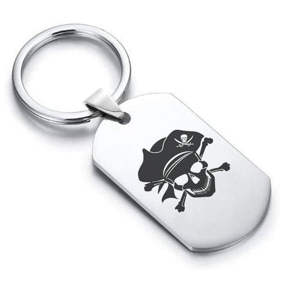 Stainless Steel Pirate Warrior Champion Dog Tag Keychain Circle Ring