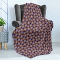 thumbnail image 4 of Geometric Soft Flannel Fleece Throw Blanket, Print of Retro Square Motifs 70's Warm Colors Geometrical Illustration, Cozy Plush for Indoor and Outdoor Use, 70" x 90", Quartz and Orange, by Ambesonne, 4 of 5