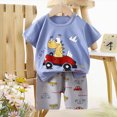 thumbnail image 5 of HCNTES Toddler Baby Girl Summer Clothes Set Outfit Short Sleeve T-Shirt and Shorts 2Pcs Suit for Girls(3-4 Years,a193-Sky Blue), 5 of 5