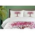 thumbnail image 4 of Ambesonne Floral Duvet Cover Sets, Blossom Buds Sakura Tree, 2-Queen, Magenta Redwood, 4 of 7