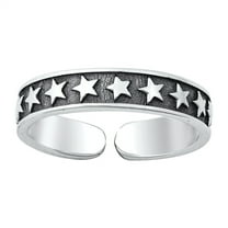 Sterling Silver Stars Toe Ring Adjustable Oxidized Astrological Band 925 Jewelry Female Unisex
