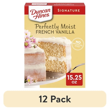 (12 pack) Duncan Hines Signature Perfectly Moist French Vanilla Cake Mix, 15.25 oz.