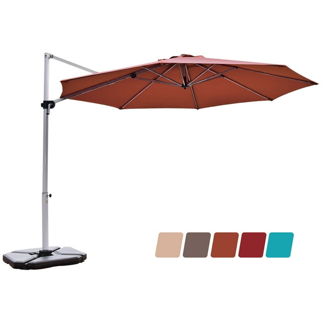 Patiojoy 11' Outdoor Cantilever Umbrella Patio Canopy Offset Brick Red