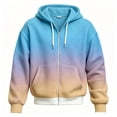 thumbnail image 4 of RUTAYY Men's Zip Hoodie Long Sleeve Loose Fit Waffle Fabric Gradient Design Daily Sweatshirt Sky Blue, 4 of 4