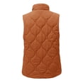 thumbnail image 6 of VISALY Puffer Vest Women Plain Colored Sleeveless Quilted Jacket Lightweight Snap Zip Up Button Stand-Up Collar Down with Pockets Outerwear for Winter Orange M, 6 of 6