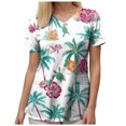 thumbnail image 6 of COMVALUE Scrub Tops Women Short Sleeve Plus Size V Neck Fun Printed Scrubs Top Medical Nursing Uniforms with Pockets (White, S), 6 of 9