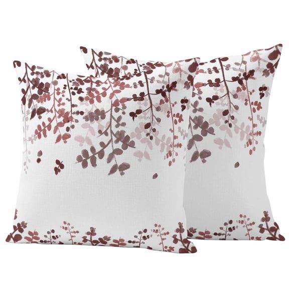 Outdoor Waterproof Pillow Covers Retro Farmhouse Brown Red Leaves Decorative Throw Pillow Protectors,Pillowcase Cushion Cases for Patio Sofa Garden Couch,16x16in,Pack of 2