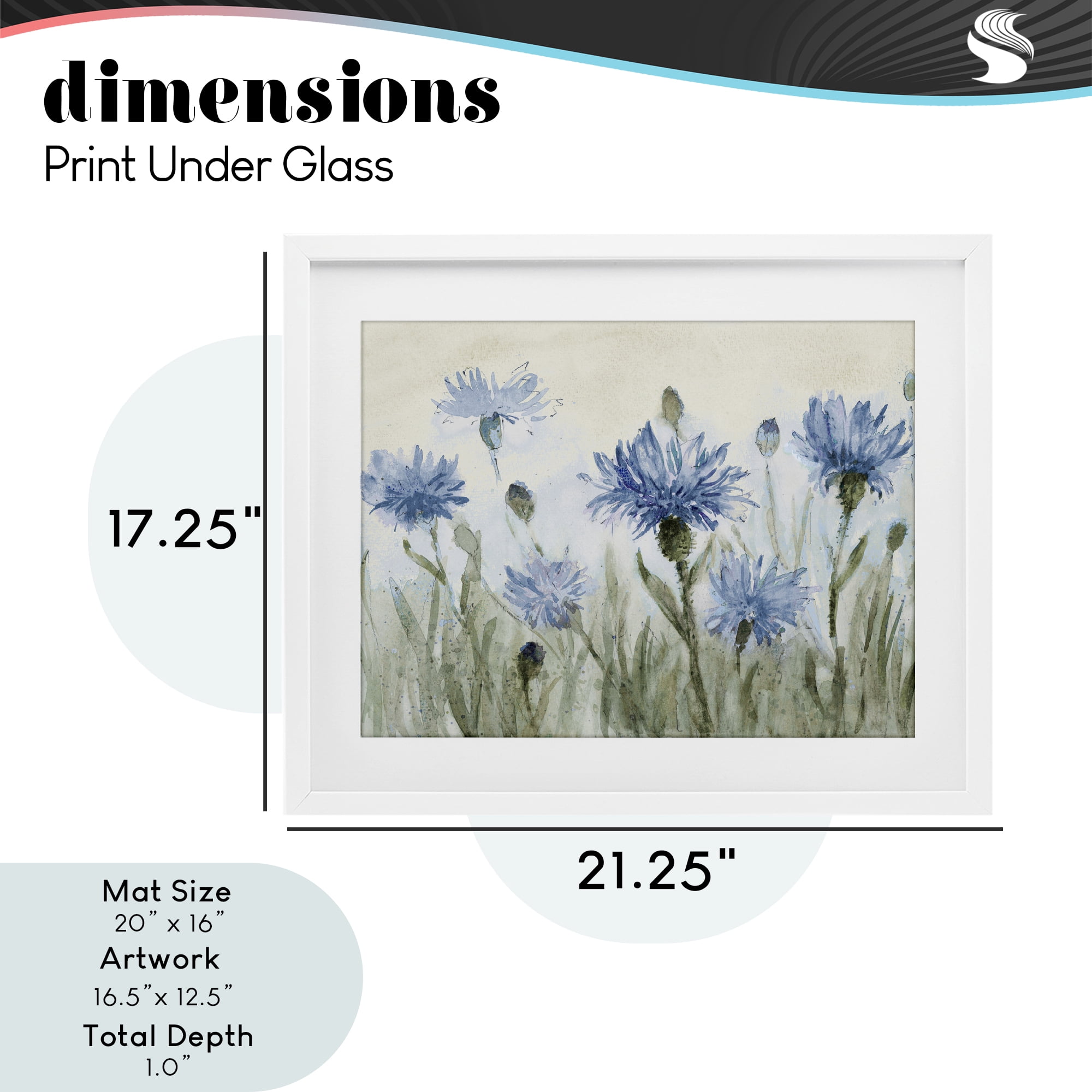 Stupell Industries Blue Cornflowers Meadow White Framed Print Under Glass, design by Lanie Loreth