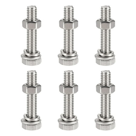 

Uxcell M6 x 30mm 304 Stainless Steel Hex Head Screws Bolts Nuts Flat & Lock Washers Kits 6 Sets