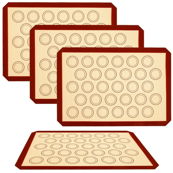 4Pcs Macaron Baking Mats Non Stick Silicone Macaron Baking Sheets Reusable Macaron Baking Liner Large Silicone Cookie Baking Mat Safe Macaron Cookie Sheets for Oven Baking