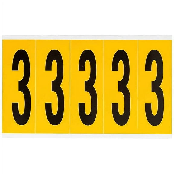 Brady Number Label, 3, 5in.Hx1-3/4in.W, Vinyl 1560-3