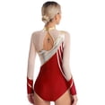 thumbnail image 2 of Alvivi Sparkle Mesh Ballet Dance Leotard for Women Long Sleeves Gymnastics Workout Fitness Bodysuit Red S, 2 of 7