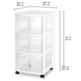 thumbnail image 4 of (2 pack) Sterilite 3 Drawer Medium Cart, Clear Plastic Storage Drawers, Wheels Included, White, 4 of 10