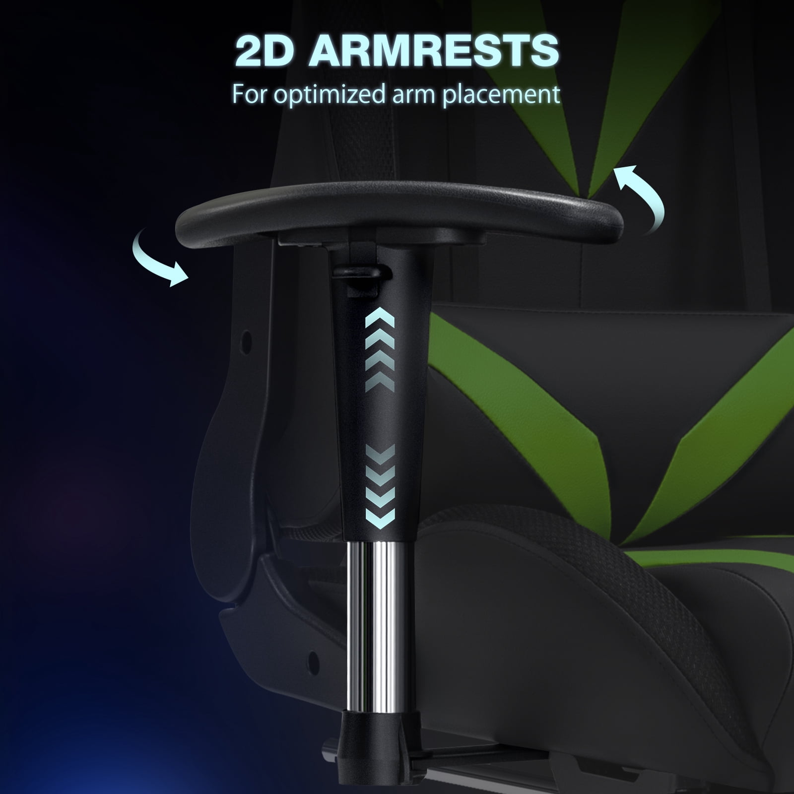 Hoffree Gaming Chair with Speakers Gamer Chair with Footrest and Massage Reclining Video Game Chair with Led Lights and Swivel Seat and Headrest and 2D Armrests for Adults