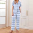thumbnail image 2 of Uaswgudfs Women's Pajamas Sets 2 piece Srtipe PJs Collared Casual Short Sleeve Sleepwear Comfy Pants Loungewear with Pocket 2025, 2 of 6