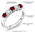 thumbnail image 4 of Gem Stone King 1.09 Cttw Red Created Ruby and Sky Blue Aquamarine 5-Stone Wedding Anniversary Band Ring for Women | 925 Sterling Silver | Gemstone Birthstone | Size 7, 4 of 4