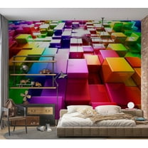Tiptophomedecor Abstract Wallpaper Wall Mural - Colored Cubes