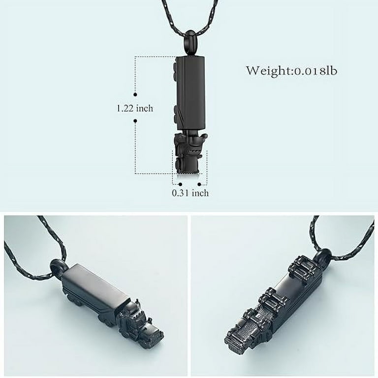 18 Wheeler Semi Truck Urn Necklace for Ashes for Men Adults Stainless Steel Truck Cremation Jewelry Urn Pendant Ashes Holder Memorial Locket