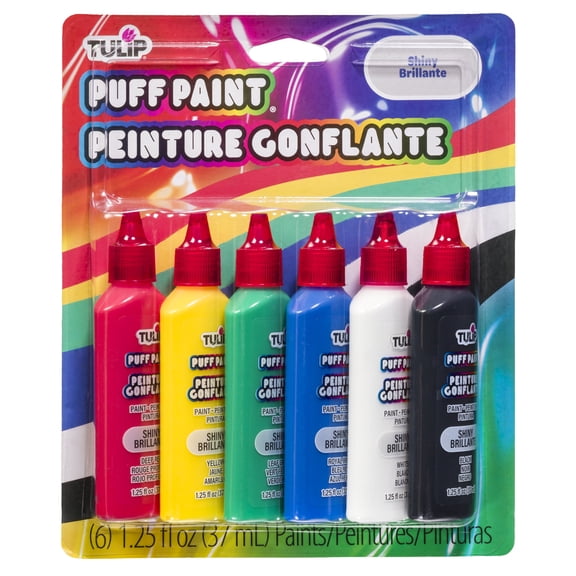 Tulip Dimensional Fabric Paint Shiny 6-Pack - Permanent 3D Fabric Paint in Classic Primary Colors