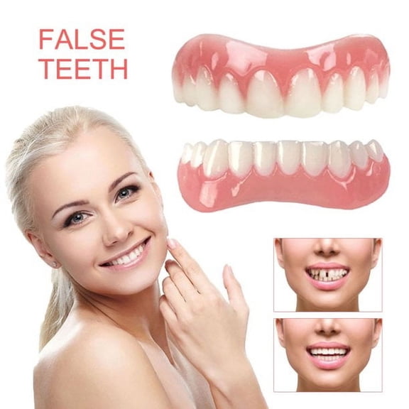 Smile Comfort Fit Flexible Teeth Upper and Lower Matching Bright White Shade False Teech