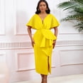 thumbnail image 2 of AURA Plus Size Summer V Neck Ruffle Evening Dress Elegant High Waist Beaded Banquet Party Gown XL XXXL, 2 of 10