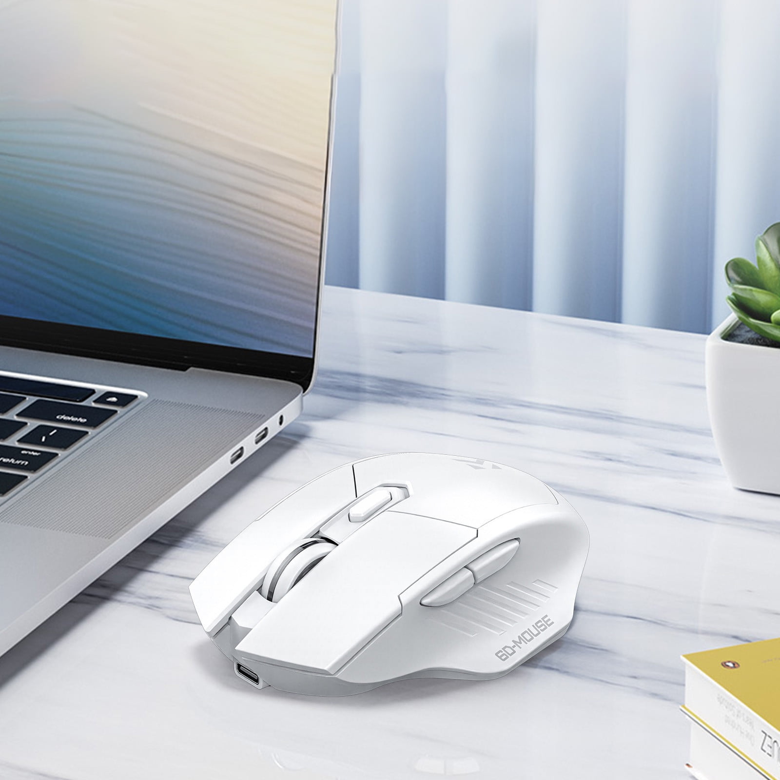 Yannianjz Wireless Gaming Mouse, Bluetooth 2.4G Dual Mode Silent Operation, Type-C Fast Charging Ergonomic Computer Mouse for Office Work, Home Use, Laptop