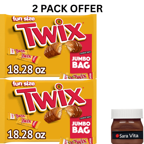 Twix Caramel Fun Size Chocolate Cookie Candy Bars, 18.28 oz Bag