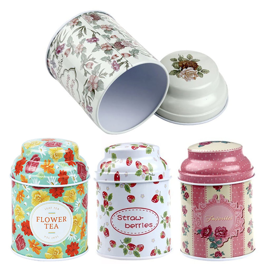 Mini Vintage Tin Gift Box Metal Iron Jar Jewelry Candy Box Coins Holder Floral 