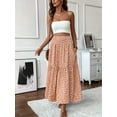 thumbnail image 5 of MORTTIC Women's Boho Floral Maxi Skirt - High Elastic Waist, Pleated A-Line Long Skirt for Summer Casual Wear, 5 of 5