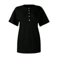 thumbnail image 4 of Women Shirts Product Classification Featuring Street Solid Button Front Shirt Casual Oversized Poplin Top Everyday Comfort for Work and Leisure, S, Black, 4 of 5
