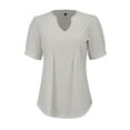 thumbnail image 5 of Womens Shirts Summer V Neck Tops Puff Short Sleeve T Shirt Pleated Floral Printed Tunic Blouse Shirts Womens Tops, 5 of 7