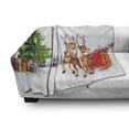 thumbnail image 3 of Santa Soft Flannel Fleece Throw Blanket, Snow Covered Christmas Village with Cartoon Santa on His Sleigh Big Tree and Boxes, Cozy Plush for Indoor and Outdoor Use, 50" x 60", Multicolor, by Ambesonne, 3 of 6