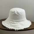 thumbnail image 3 of Sunsanly Bucket Hats Washed Denim Teens Women Frayed Ripped Vintage Fisherman Cap Sun Protection Fisherman Cap for Hiking Outings Traveling, 3 of 8