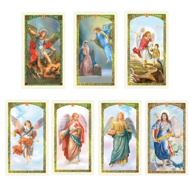 Tarjetas de oración Líneas Sagradas Siete Arcángeles laminadas 11 x 7 cm