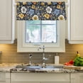 thumbnail image 2 of Yayeee Kitchen Valance Rod Pocket 54" x 18" Living Room Window Curtain, Navy Floral Pattern, 2 of 6