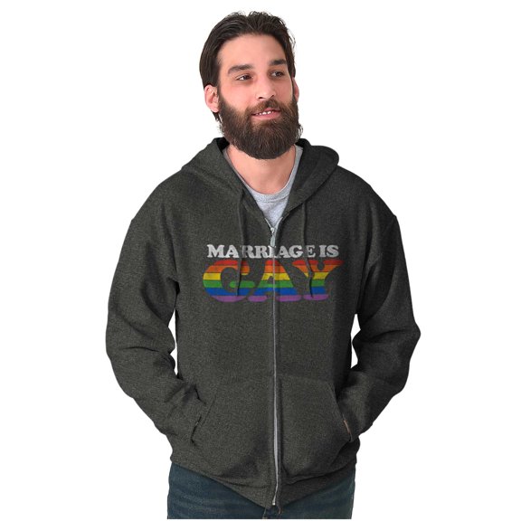 Marriage Is Gay LGBTQ Rights Pride Zip Up Hoodie Men's Women's Brisco Brands S
