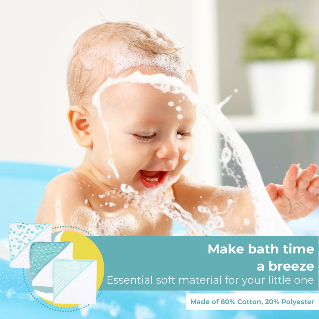 Spasilk Bath Hooded Towels & Washcloths Set for Babies, 23-Piece Gift Set, Green Dots