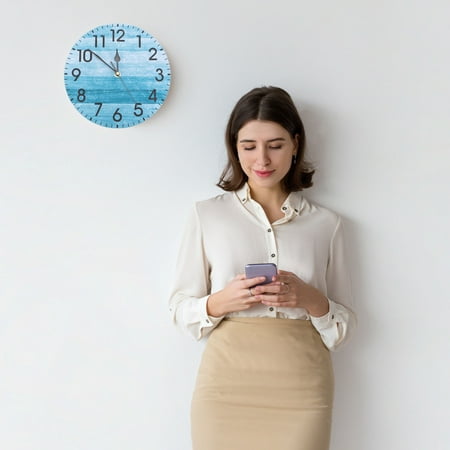 BESTYASH Wall Clock Modern Sky Blue Round Clock Creative for Living Room 1Pack