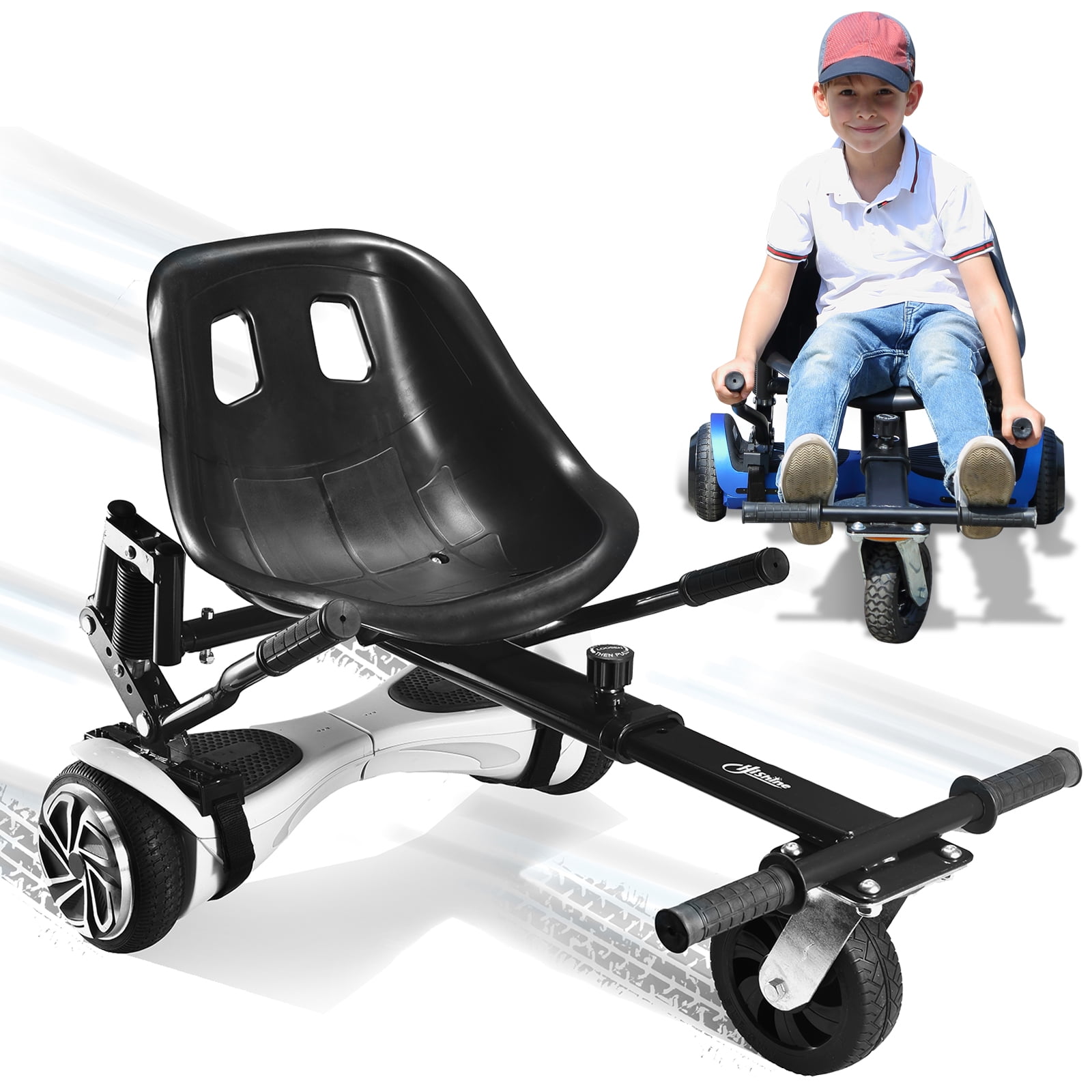 Wide Chair Fits 6.5 8 10 Easy to Control Hoverboard Seat Attachment for Self Balancing Scooter Go Kart Conversion Kit with Adjustable Frame Blue Hover Board Accessories for Kids Adults