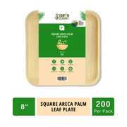 Earth Cleanse 8" Square Areca Palm Leaf Plate ,200 Pack