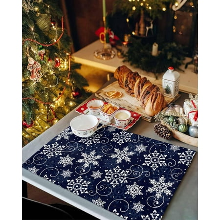 

RooRuns Christmas Tree Farmhouse Placemats Set of 4 Red Buffalo Plaid Truck Cotton Line Stain Resistant Table Mats Washable Holidays Merry Xmas Placemat Decoration For Kitchen Dining Table Merry Xmas