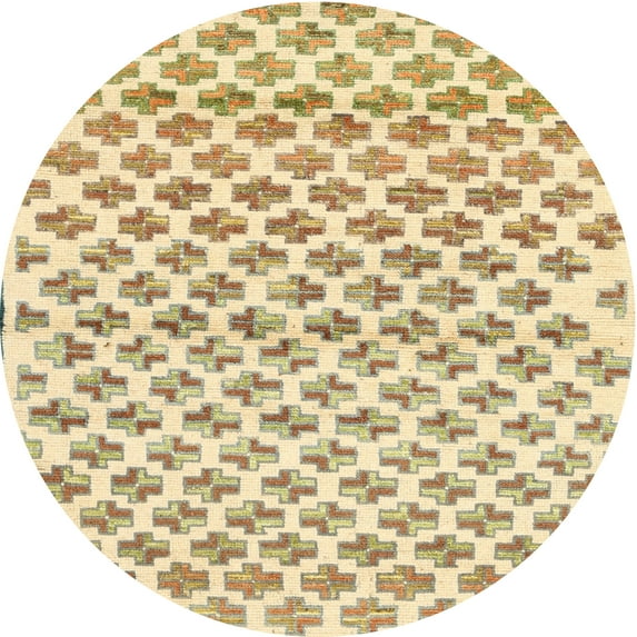 Ahgly Company Indoor Round Contemporary Sun Yellow Abstract Area Rugs, 7' Round