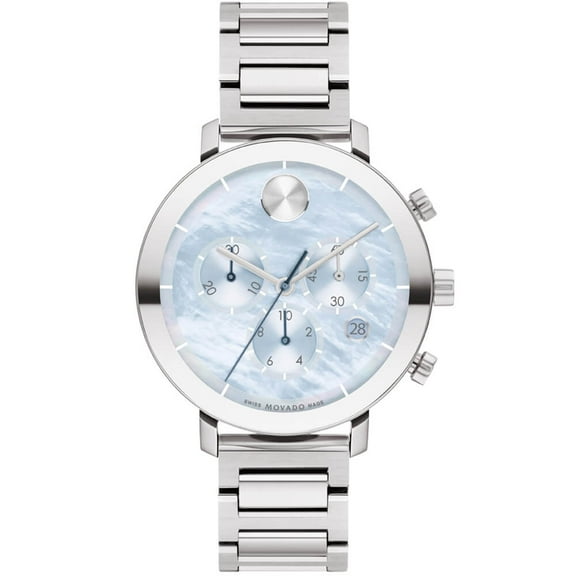 Movado Bold Evolution Quartz Chronograph Light Blue Dial Steel Women's Watch 3600787